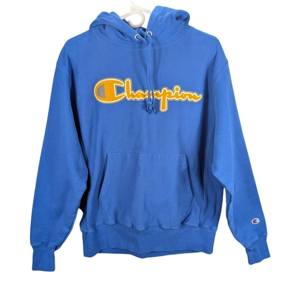 Champion Hoodie Mens Medium Reverse Weave Pullover Sweatshirt Embroidered